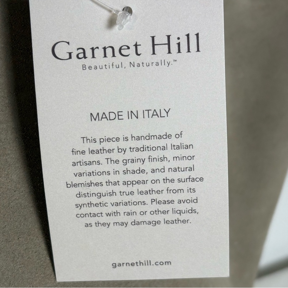 GARNET HILL Suede Leather Tote Made in Italy New w Tags Sand Beige Taupe Cream - Picture 4 of 15